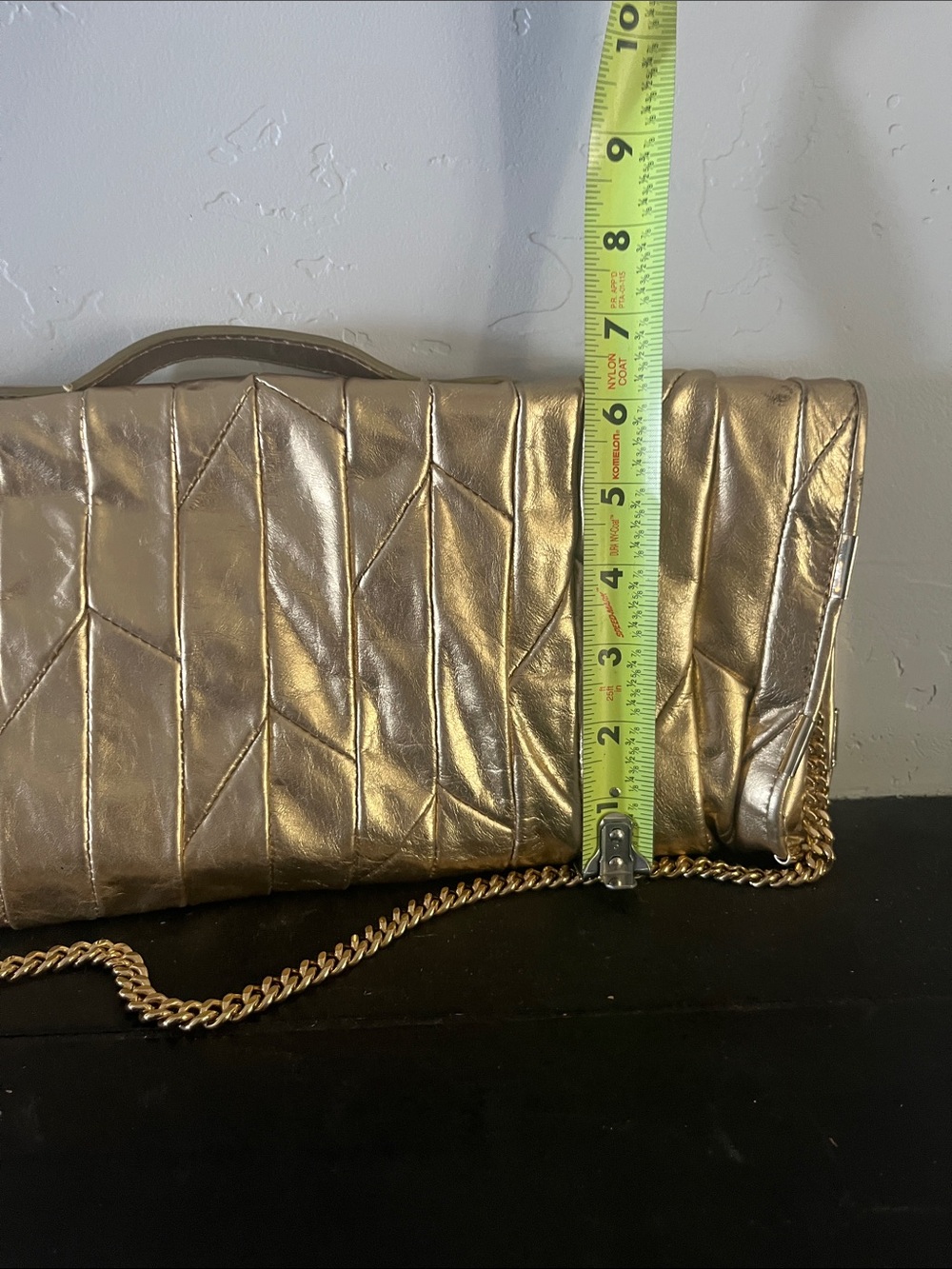 Juicy Couture Vintage 80’s Metallic Gold Quilted Chain Clutch with Handle - Picture 10 of 10
